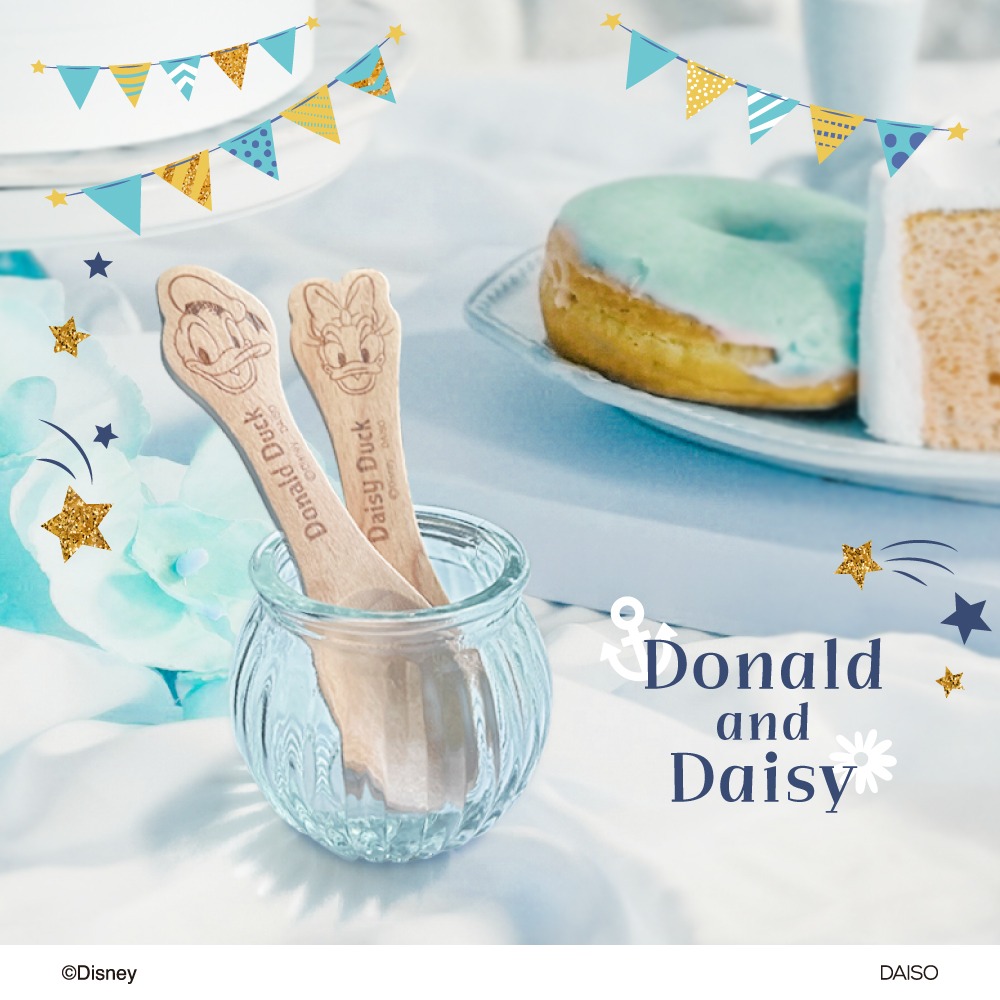 ダイソー ディズニー 木製スプーン ドナルド デイジー