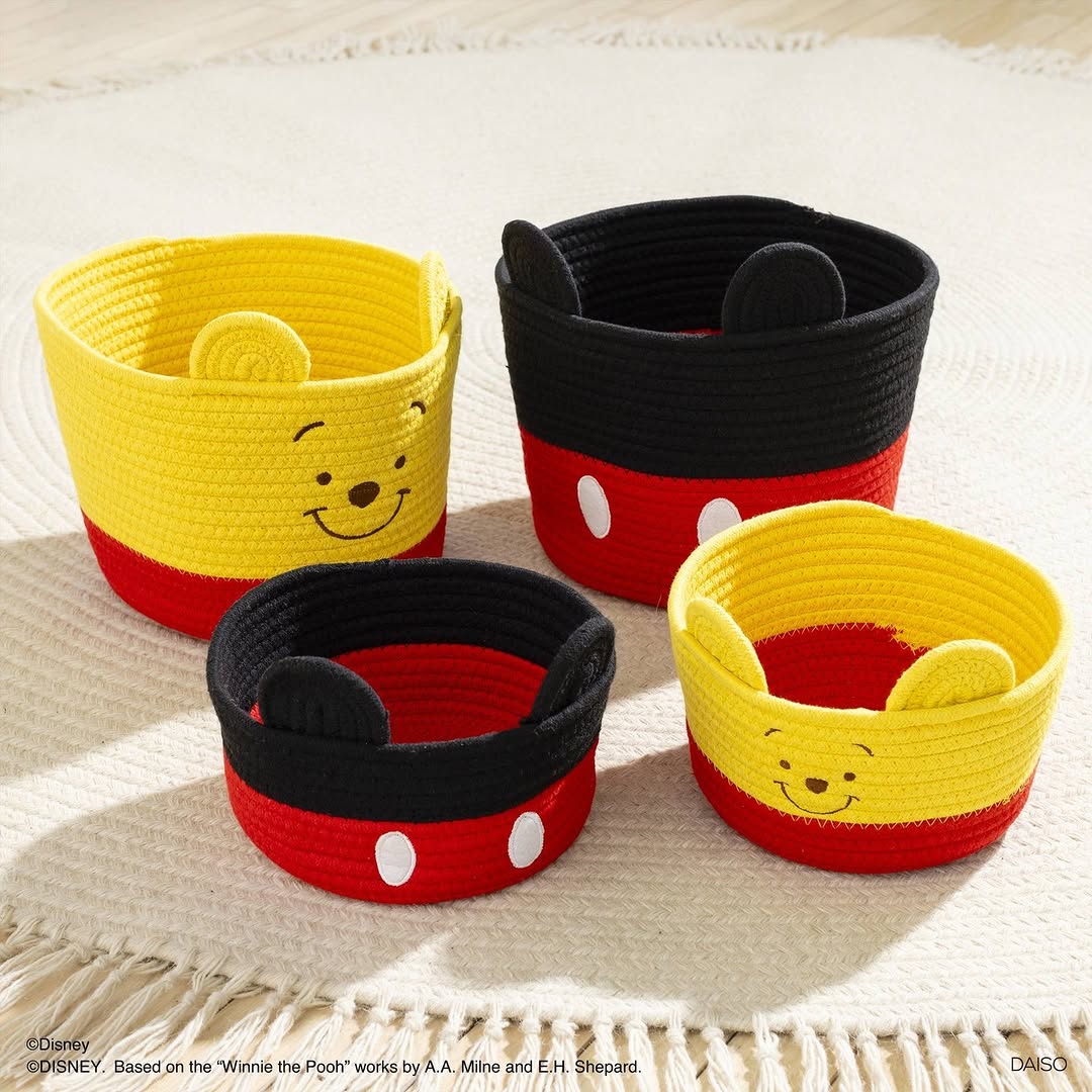 ダイソー ロープ収納 ミッキーマウス くまのプーさん