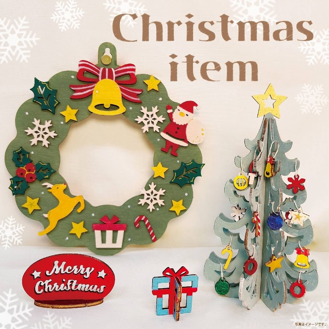ダイソー クリスマス ウッドツリーキット ウッドリースキット