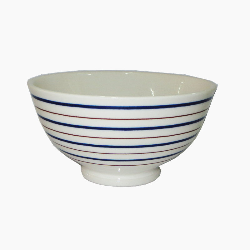 茶碗（二色ライン、青）