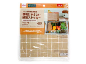 紙製ストッカー（４枚、チェック柄、ＦＳＣ） ダイソー(DAISO)