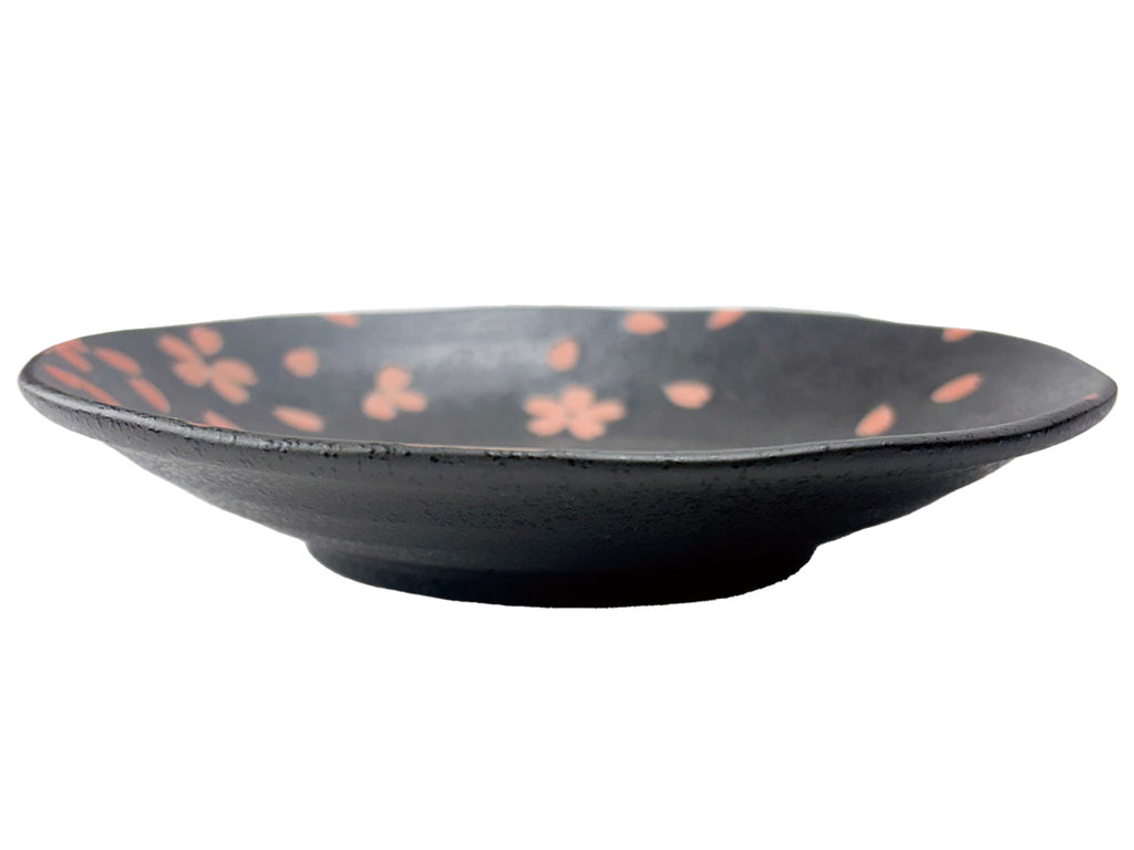 美濃焼 中皿 桜吹雪 黒
