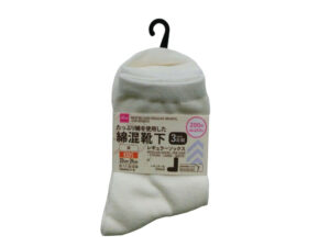 レギュラーソックス（子供用、３組、大寸、白） ダイソー(DAISO)