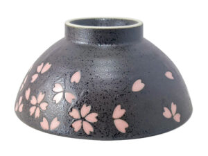 美濃焼 茶碗 桜吹雪 黒