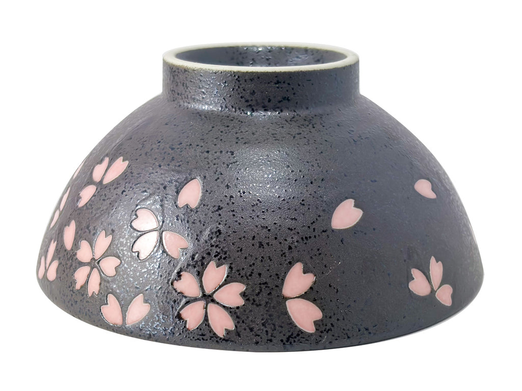 美濃焼 茶碗 桜吹雪 黒