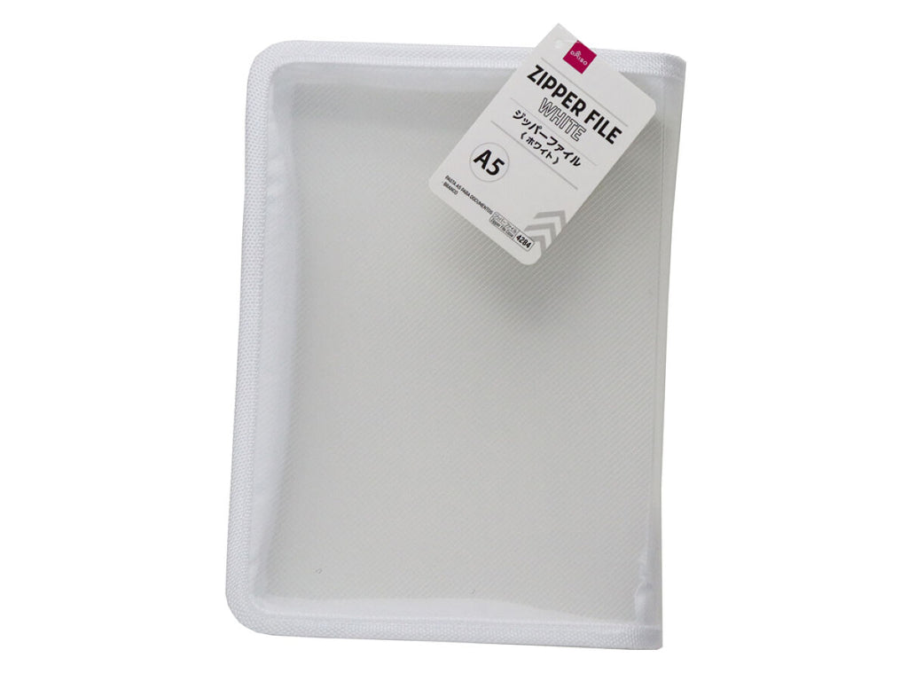 Ａ５ジッパーファイル（ホワイト） ダイソー(DAISO)