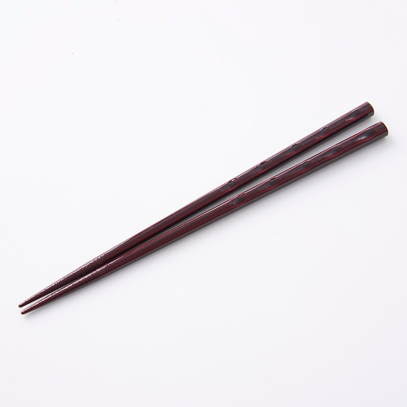 若狭塗箸 二面彫り 朱（食洗機対応）２２．５ｃｍ