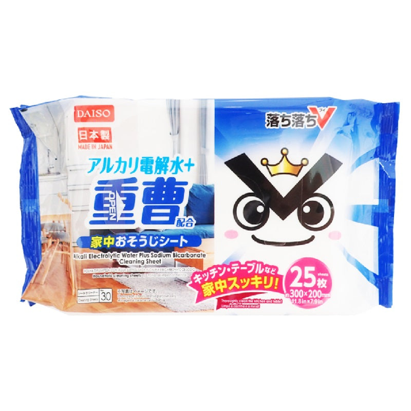 アルカリ電解水＋重曹配合おそうじシート（２５枚、落ち落ちＶ） ダイソー(DAISO)