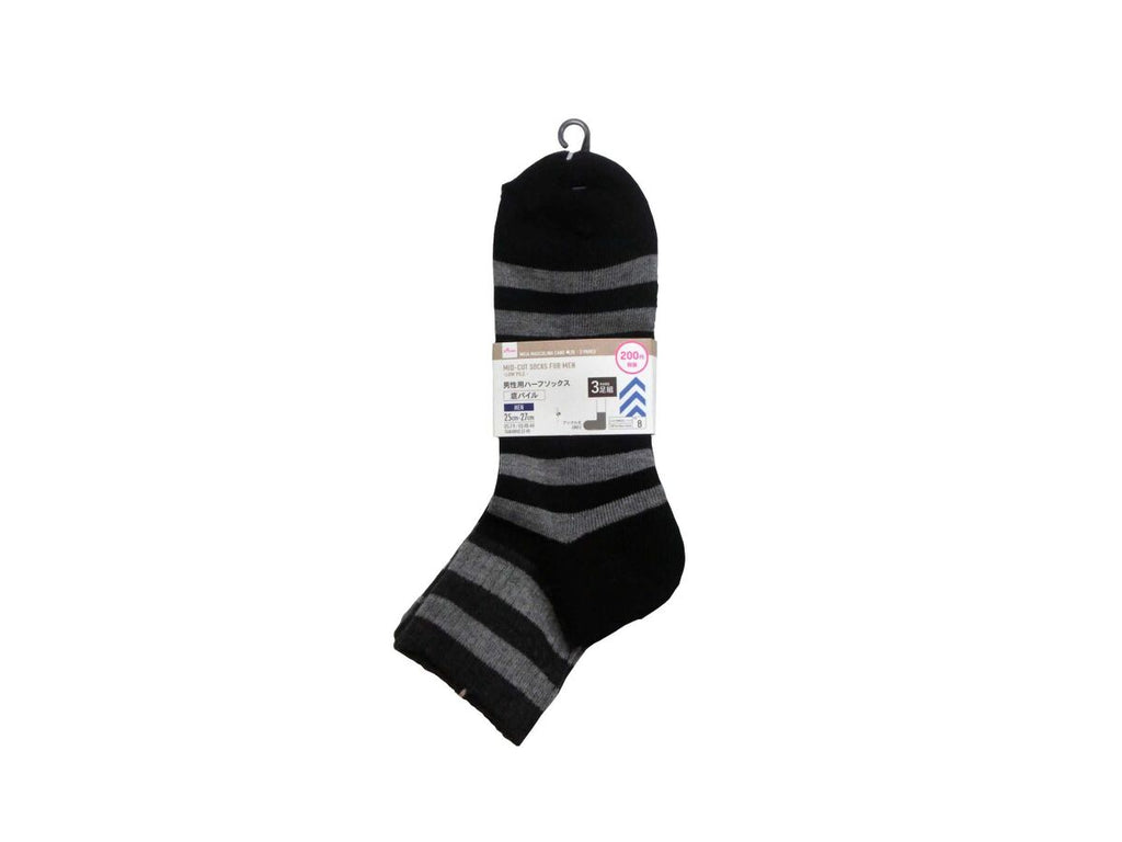 男性用ハーフソックス（底パイル、３組） ダイソー(DAISO)