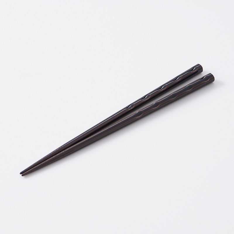 若狭塗箸 二面彫り 灰（食洗機対応）２２．５ｃｍ