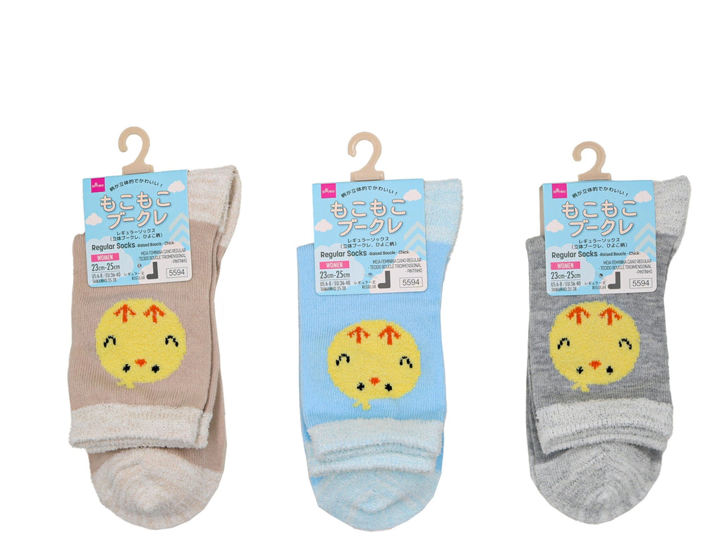 レギュラーソックス（立体ブークレ、ひよこ柄） ダイソー(DAISO)
