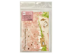 グリーティングカード（ねことお花見、封筒付） ダイソー(DAISO)