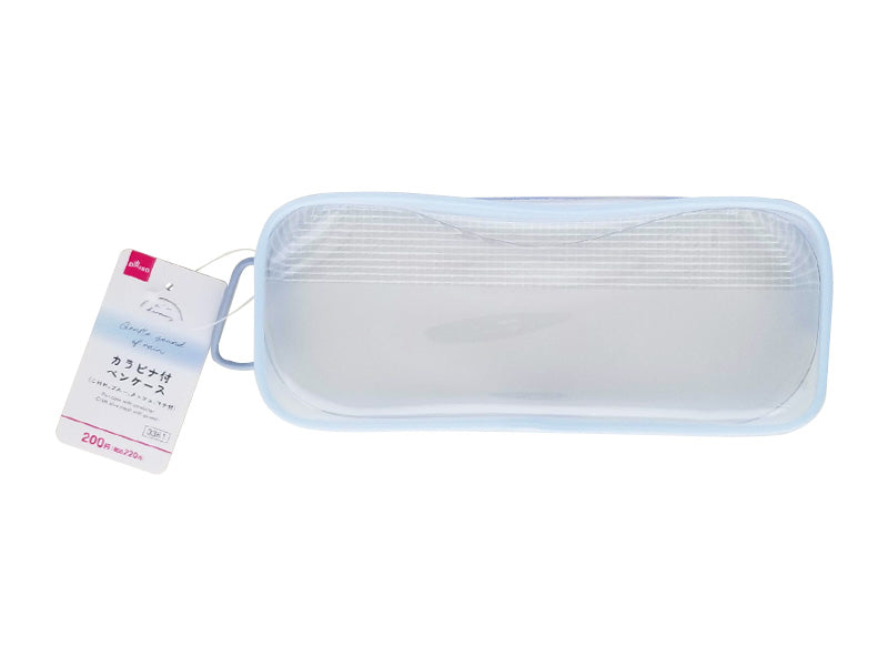 カラビナ付ペンケース（ＣＨＭ、ブルー、メッシュ、マチ付） ダイソー(DAISO)