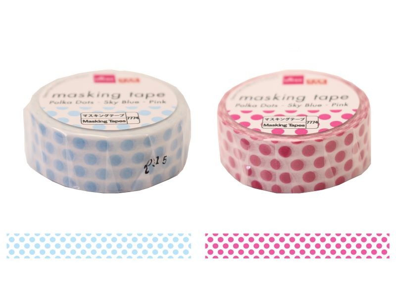 マスキングテープ（ドット、スカイブルー、ピンク） ダイソー(DAISO)