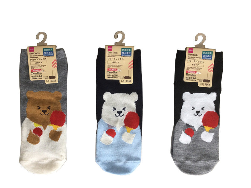 ショートソックス（吸水速乾、抗菌防臭、卓球ベア） ダイソー(DAISO)