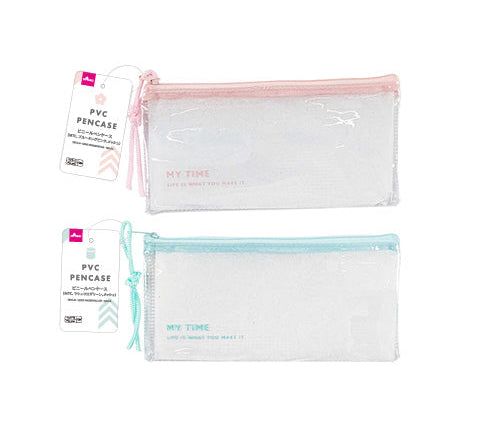 ビニールペンケース（ＭＴＣ、ブルーミングピンク、マシュマログリーン、メッシュ） ダイソー(DAISO)
