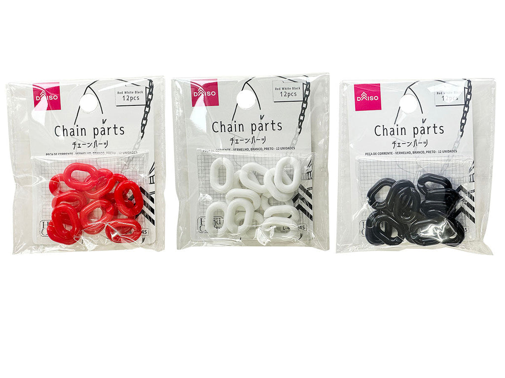 チェーンパーツ（レッド・ホワイト・ブラック、１２個） ダイソー(DAISO)