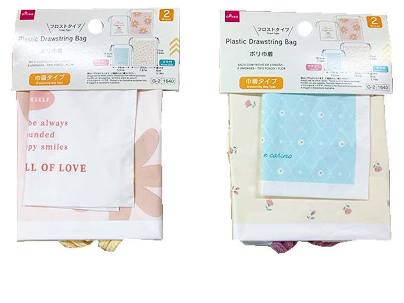 ポリ巾着（２枚、フロストタイプ、フラワー） ダイソー(DAISO)