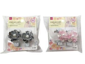 カーテンクリップ（花、ピンク、グレー） ダイソー(DAISO)