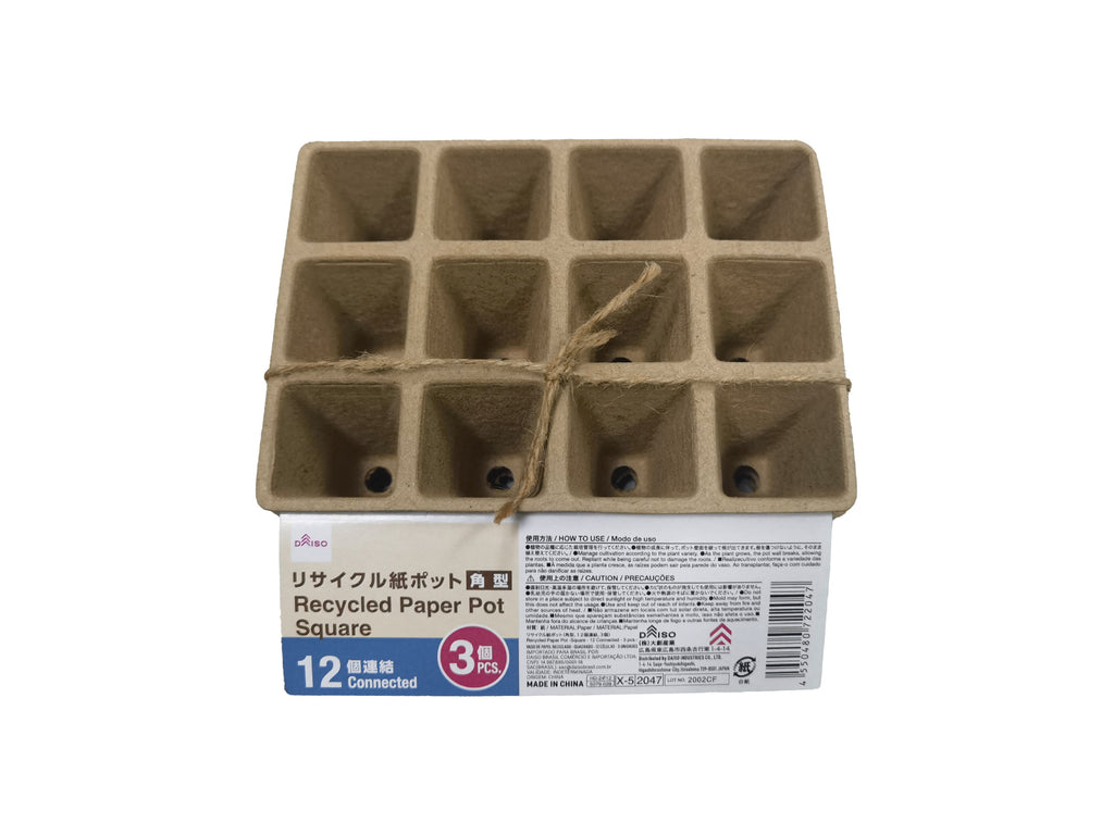 リサイクル紙ポット（角型、１２個連結、３個） ダイソー(DAISO)