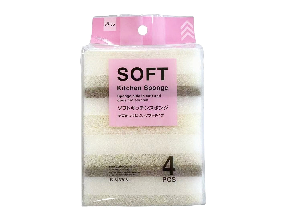 ソフトキッチンスポンジ（４個） ダイソー(DAISO)