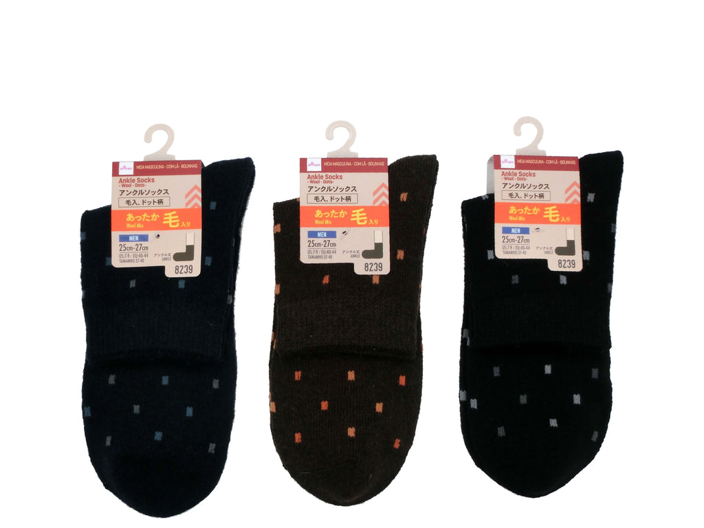 アンクルソックス（メンズ、毛入、ドット柄） ダイソー(DAISO)