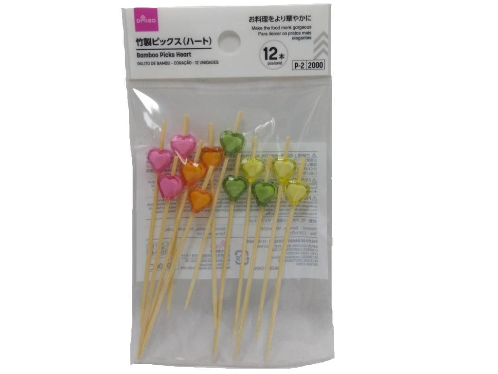 竹製ピックス（ハート、１２本） ダイソー(DAISO)