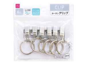 リングカーテンクリップ（シルバーカラー、６個入） ダイソー(DAISO)