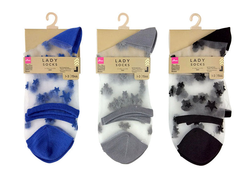 シースルーソックス（レギュラー丈、星柄） ダイソー(DAISO)