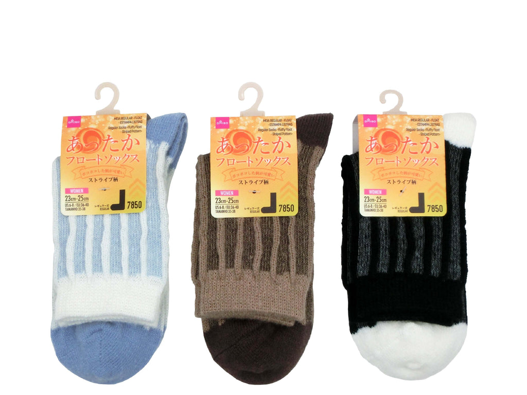 レギュラーソックス（ふんわりフロート、ストライプ柄） ダイソー(DAISO)