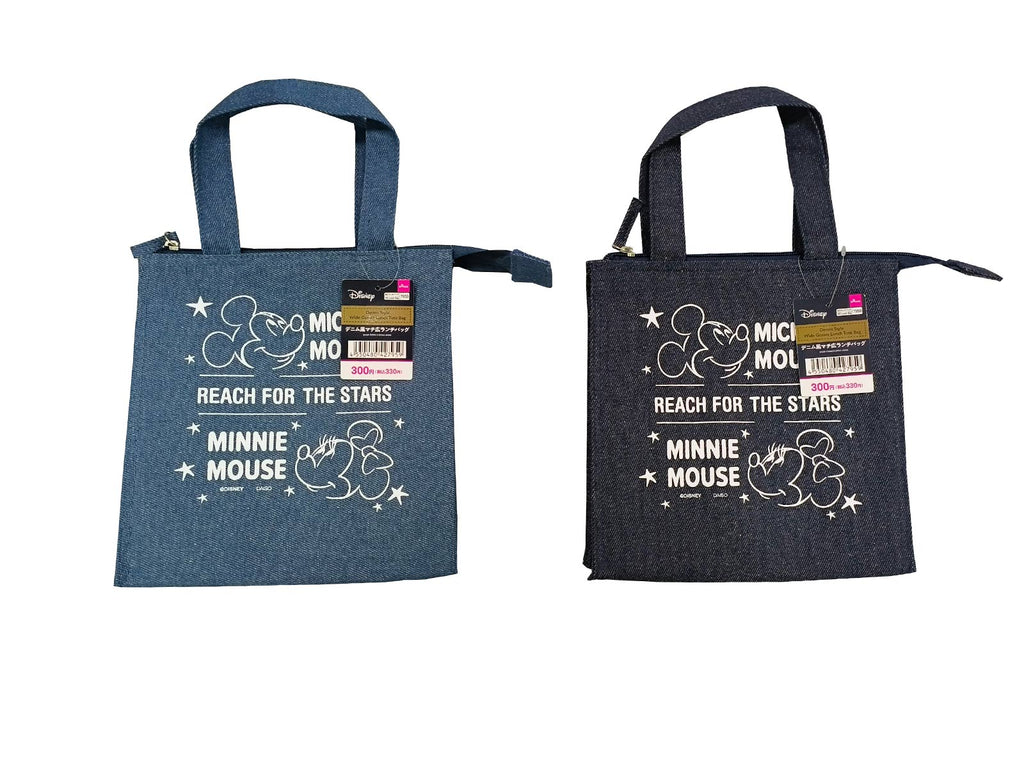 デニム風マチ広ランチバッグ（ミッキー＆ミニー） ダイソー(DAISO)