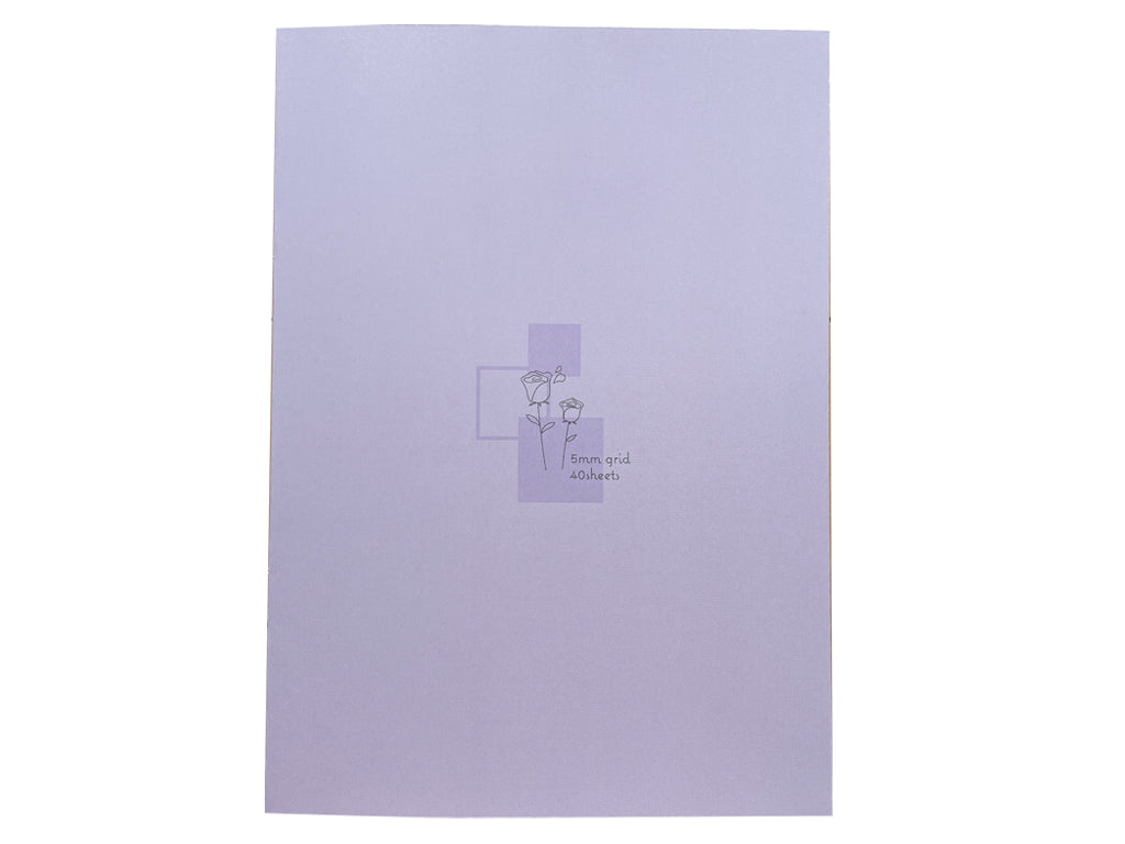 カラーノート（Ａ５、方眼５ｍｍ、４０枚、フラワー、パープル） ダイソー(DAISO)