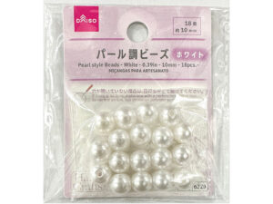 パール調ビーズ（ホワイト、１８個） ダイソー(DAISO)