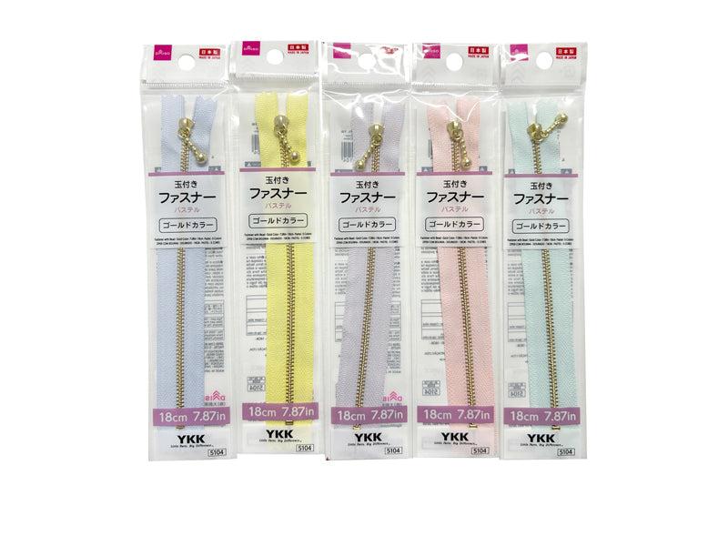 玉付きファスナー（ゴールドカラー、パステル、５色） ダイソー(DAISO)
