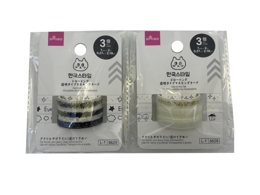 透明マスキングテープ（韓国スタイルドローイング、３個） ダイソー(DAISO)