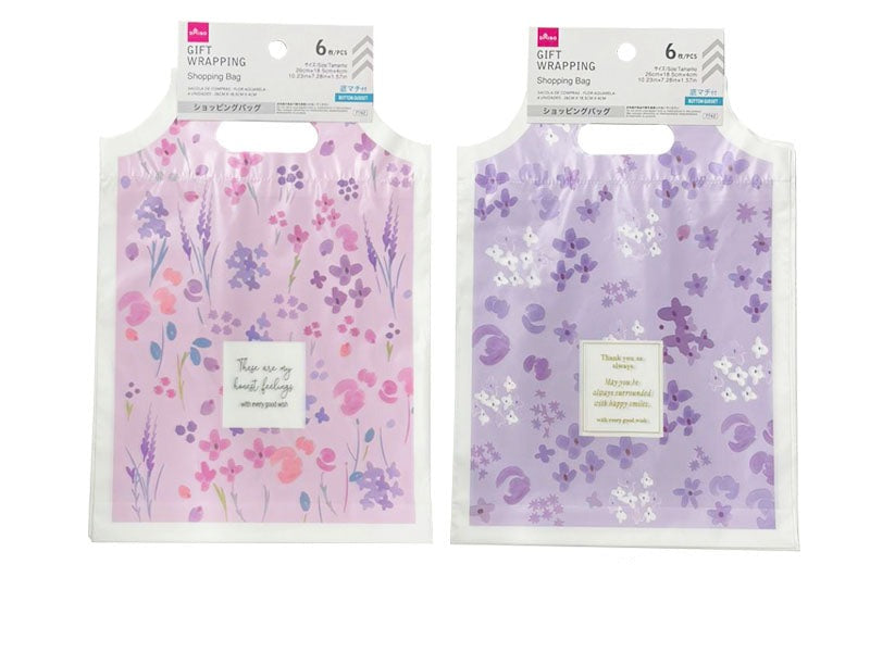 ショッピングバッグ（水彩フラワー、６枚） ダイソー(DAISO)