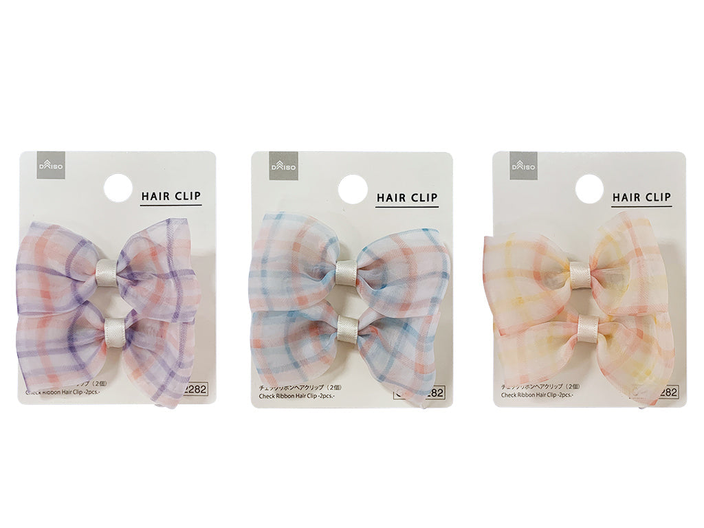 チェックリボンヘアクリップ（２個） ダイソー(DAISO)