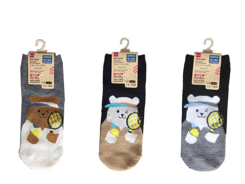 ショートソックス（吸水速乾、抗菌防臭、テニスベア） ダイソー(DAISO)