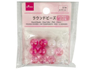 ラウンドビーズ（クリアカラー、ピンク系、１２個） ダイソー(DAISO)