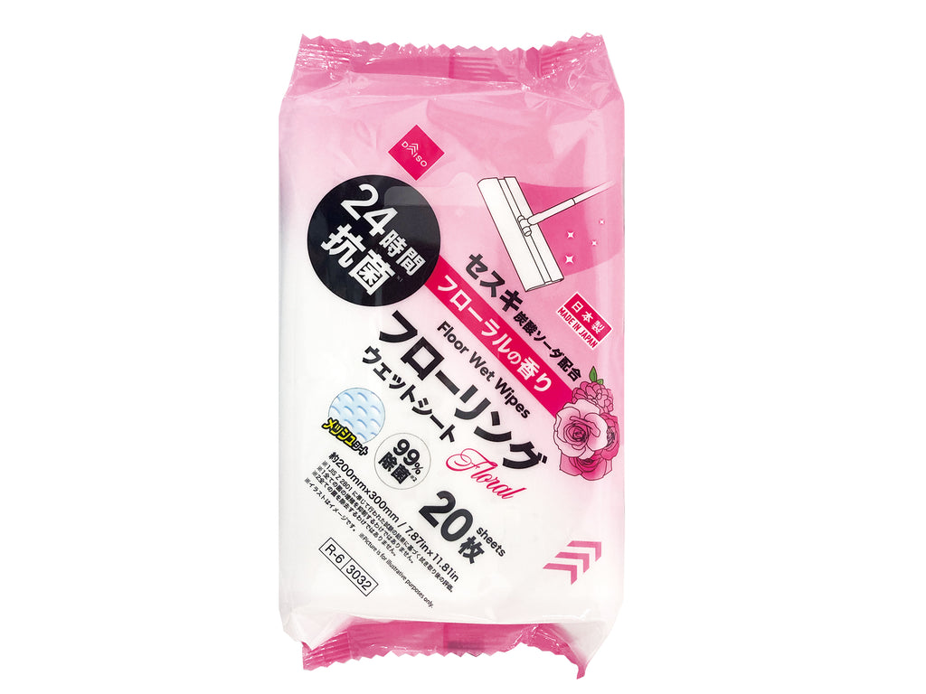 フローリングウェットシート（２０枚、フローラル、２４ｈ抗菌） ダイソー(DAISO)