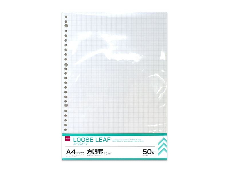 ルーズリーフ（Ａ４、５ｍｍ方眼罫、５０枚） ダイソー(DAISO)
