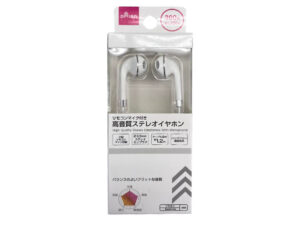 高音質ステレオイヤホン（リモコンマイク付、ホワイトシルバーカラー） ダイソー(DAISO)