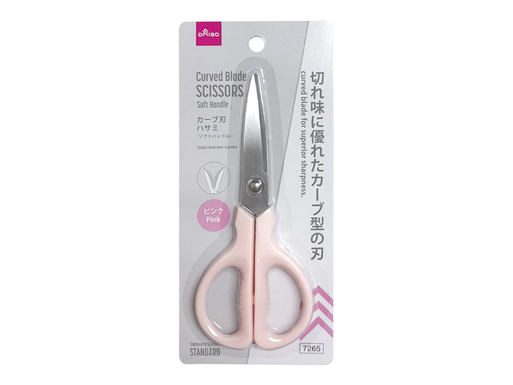 カーブ刃ハサミ（ソフトハンドル、ピンク） ダイソー(DAISO)