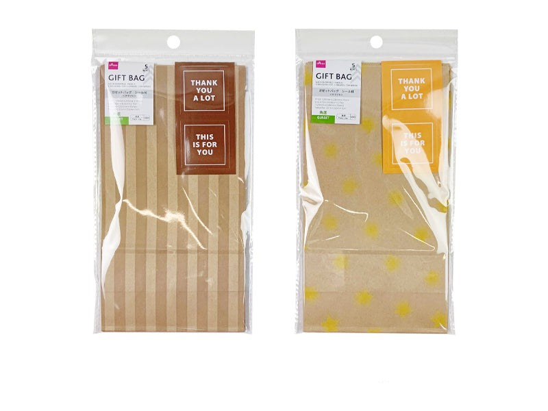 ガゼットバッグ（クラフトＡ、５枚、シール付） ダイソー(DAISO)