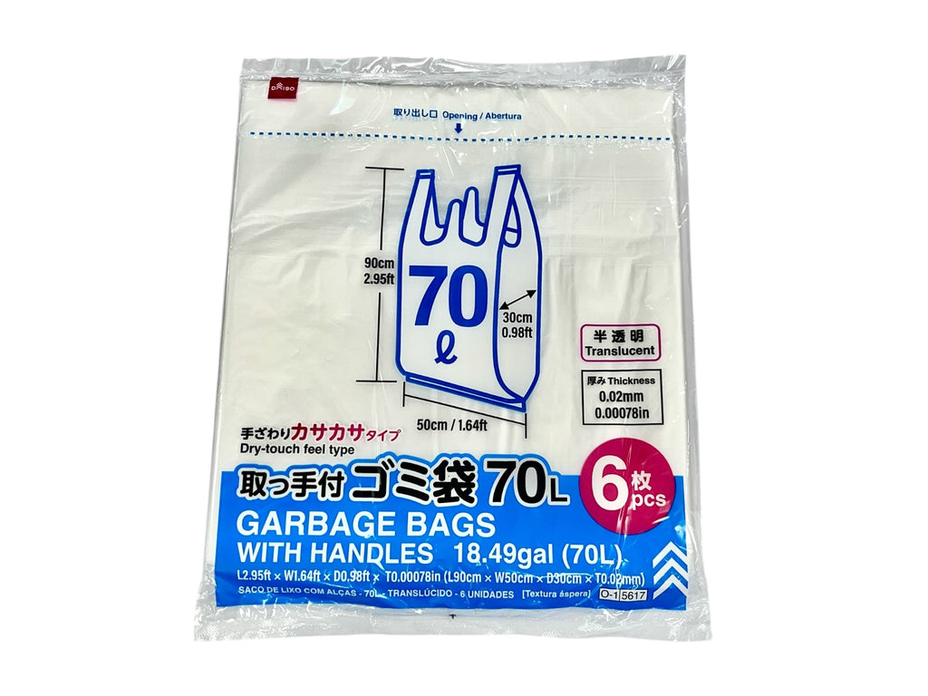 取っ手付ゴミ袋（半透明、６枚） ダイソー(DAISO)