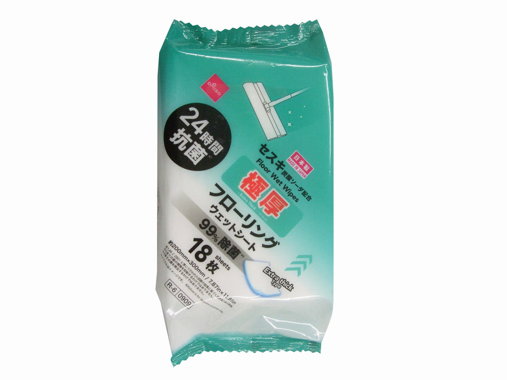 フローリングウェットシート（１８枚、２４ｈ抗菌、極厚） ダイソー(DAISO)