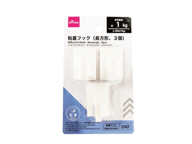粘着フック（長方形、３個） ダイソー(DAISO)