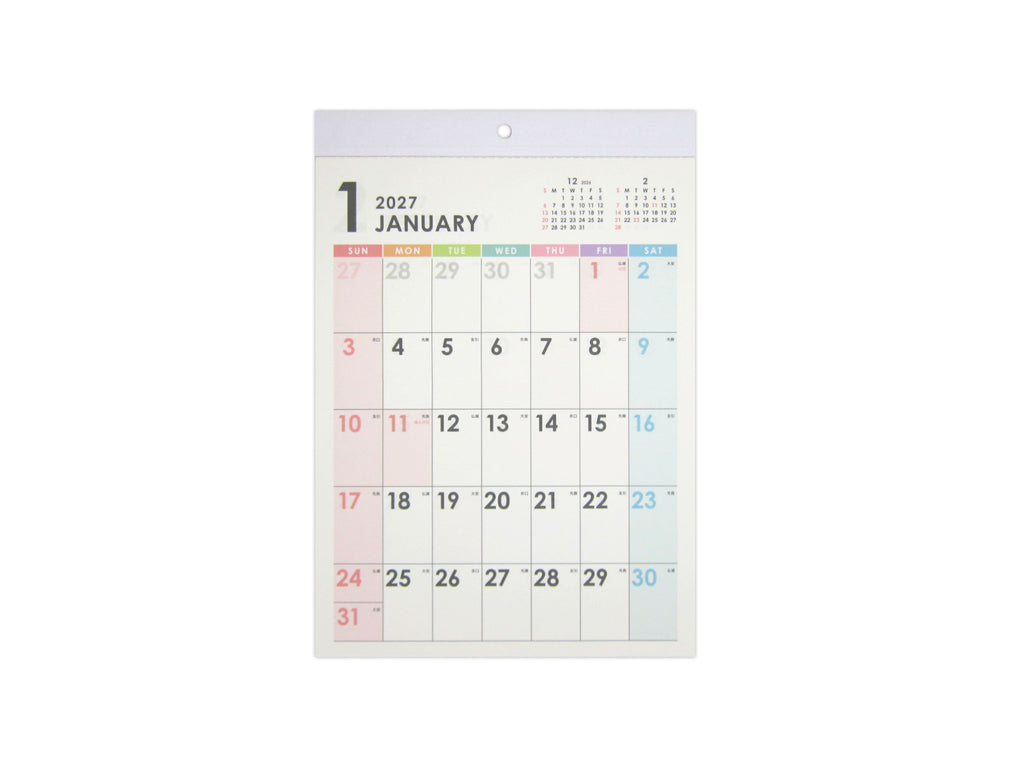 ２０２７年壁掛けカレンダー（Ａ４、パステルカラー） ダイソー(DAISO)