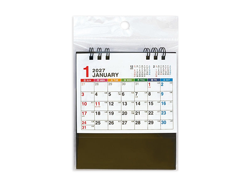 ２０２７年卓上Ｗリングカレンダー（Ａ７、六曜カラー） ダイソー(DAISO)