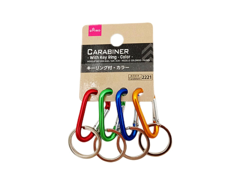 カラビナ（キーリング付、カラー、４個） ダイソー(DAISO)